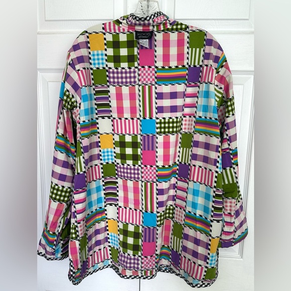 KOOS Of Course! Reversible Patchwork Print & Black Jacket Coat Blazer-Size 1X - Picture 9 of 13